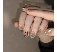 30 Pcs Glittering Full Covers False Nails French Tip Press On Cats Eye Artificial Elegant Stick On