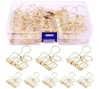 30 Pcs Gold Binder Clips Assorted Sizes Paper Clamps for Office School and Home Supplies (15 Small +15 Medium)