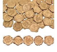 30 PCS Gold Wax Seal Stickers- 5 Vintage Patterns, 3.3cm/1.3inch Self-Adhesive Wax Seal Stamp with Embossed Rose, Leaves, Heart, WithLove, for You, for Envelopes, Invitations & Gifts
