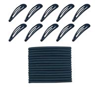 30 Pcs Hair Bands,School Girls Hairs Bobbles Clip Accessories Headbands Thick Scrunchie Set Elastic Band Soft Hairbands Sense Accessory Ties Headband with Snap Clips Kit,for Girl Women (Navy Blue)