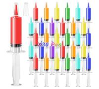 30 Pcs Halloween Syringe Shot Party Favors - 20ml Reusable Plastic Drink Syringes with Tip Caps for Jelly Shots, Trick-or-Treat Goodie Bag Fillers, Bachelorette and Nurses Graduation Party Supplies