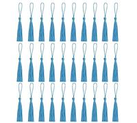 30 PCS Handmade Bookmark Tassels - Silky Mini Tassels for Resin DIY Craft Supplies and Home Decor (Lakeblue)