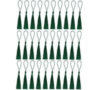 30 PCS Handmade Bookmark Tassels - Silky Tassels for Resin DIY Craft Supplies and Home Decor (Blackish Green)