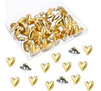 30 Pcs Heart Push Pins, Gold Thumb Tacks, Decorative Cute Drawing Pins Gold Push Pins for Bulletin Board, Wall, Office, Home, DIY Craft, School (Golden)
