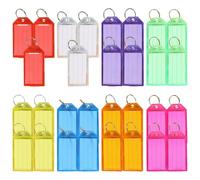 30 Pcs Heavy Duty Key Tags with Labels, Plastic Key Fobs with Labels Transparent Window & Strong Split Rings, 57 * 30mm Colorful Key Label Tag for Home Office Keys Pet Collar Luggage Tagging