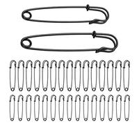 30 Pcs Heavy Duty Large Safety Pins Strong, Black Safety Pins for Clothes, Blankets & Kilts, Secure Lock Rust-Resistant Fabric Pins for Crafts, Shawls and DIY Projects (15pcs 80mm + 15pcs 70mm)