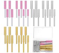30 Pcs High Hardness Electric Chainsaw Sharpener Bit, Gold Pink Silver | Diamond Plated Grinding Tool, 3 Sizes 5/32 3/16 7/32 Inch for Various Chains, Storage Case, Bulk Kit for Workshop Use
