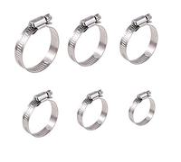 30 Pcs Hose Clips 304 Stainless Steel 6 Sized Hose Clamp Assorted 10-63mm Range Worm Drive Pipes Hose Clamps Clips