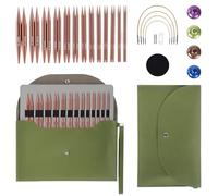 30 Pcs Interchangeable Circular Knitting Needles Set with Various Sizes, Circular Knitting Needles Set in Rose Gold Tone; Alumina Material, Sweater Needles for Hats, Sleeves, Sweaters, Socks, Home Dec