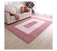 30 PCS Interlocking Foam Mats,Fluffy Carpet Tiles Plush Area Rug,12"X12" Interlocking Puzzle Floor Mat with Border,Soft Crawling Playmat Floor Tiles,Bedroom EVA Foam Mat,Light Red+Light Pink