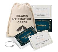 30 Pcs Islamic Affirmations Cards with Drawstring Bag Ramadan Gifts Islamic Eid Decorations Muslim Gifts 3.35×2.13 Inch Arabic Flash Cards for Women 30 Daily Reminders Umrah Dua Prayer Learn Arabic