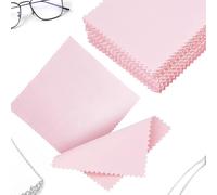 30 Pcs Jewellery Cleaning Cloth, Pink Jewelry Cleaning Cloth, Double Sided Soft Jewellery Polishing Cloths, Silver Polishing Cloths, for Gold Silver Diamond Pearl Silverware Watches Pearl Gold(8x8cm)