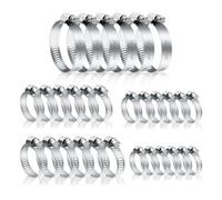 30 Pcs Jubilee Hose Clips Assorted, Adjustable Pipe Clamps, 304 Stainless Steel Worm Drive for Gas Pipe Fuel Line, 6-12mm 10-16mm 13-19mm 14-27mm 27-51mm