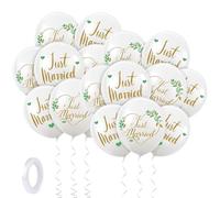30 PCS Just Married Decorations Balloons, Just Married Car Decoration Balloon Decorations with a Ribbon, Mr and Mrs Balloons Suitable for Parities Honeymoons and Car Decoration