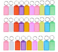 30 PCS Key Tags, Key Fobs Labels Key Rings Name Tags Key Label Tags with Split Ring Key Tags Paper Plastic Key Tags with Labels Heavy Duty for Luggage Pet Id Name Office Key Label 9 Colors