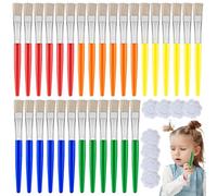 30 Pcs Kids Paint Brushes Set, Childrens Paint Brush with 8 Painting Palettes, Round and Flat Paintbrushes for Watercolor, Oil, Acrylic Paints