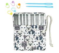 30 Pcs Knitting kit with 22 Pcs 35cm Metal Knitting Needles 2.0mm-8.0mm, 1 Roll Case, 2 Pcs 7 cm Plastic Knitting Needles and 5 Stitch Markers, Knitting Needles Set for Beginners Adult