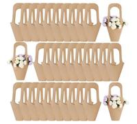 30 Pcs Kraft Paper Flower Gift Bags Bouquet Bags with Handle, Creative Cone Flower Sleeves Wrapping Paper for Home Florist Wedding Decor (Brown)