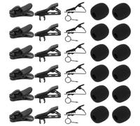 30 PCS Lapel Mic Clips Sponge Cover Kit, 12PCS Lavalier Microphone Metal Tie Clips 12PCS Foam Windscreen Cover 6 PCS Plastic Lavalier Wire Clip, Lapel Microphone Clip Covers Kit for Interview Vide