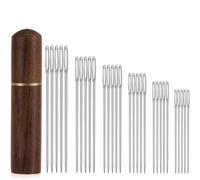 30 Pcs Large Eye Sewing Needles, 6 Sizes Embroidery Needles Yarn Needles with Wooden Needle Case Stainless,Wool Stainless Steel Hand Sewing Yarn Tapestry Needle for Hand Sewing DIY (Ebony)