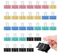 30 Pcs Large Foldback Binder Clips, 51 mm Colorful Binder Clips Paper Clips Metal Black Foldback Clips Clamps Stationary Clips Paper Binder Clip for School,Home Supplies