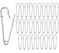 30 Pcs Large Safety Pins, 2 Inches Strong Safety Pins For Hefty Materials Like Blanket Quilt Upholstery & Fabric, Stainless Steel Sliver