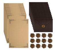 30 Pcs Letter Writing Paper and Envelopes Sets, 10 A7 Lined Writing Paper & 10 A5 Envelopes with 10 Sealing Wax Stickers, Letter Writing Set for Love Letters, Wedding Invitations, Birthday & Christmas