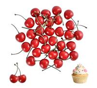 30 Pcs Lifelike Red Cherry ,Fake Fruit Set Decoration For Crafting Durable Foam Artificial Fruit Model For Home Party Christmas Educational Prop Stage Decorations Realistic Craft Accessories