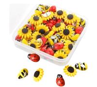 30 Pcs Little Bee Sunflower Ladybug Push Pin,Cute Resin Decorative Tacks, Cute Pins For Pinboard,Novelty Push Pins,Decorative Pin,Suitable For Photo Wall Bulletin Board.