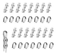 30 Pcs M3 304 Stainless Steel Wire Rope Grips with Thimbles, Fence Wire Connector, Heavy-Duty 3mm Wire Rope Clamps for Fencing, Clothesline, Awning, and Tensioner Fixings for Indoor Outdo