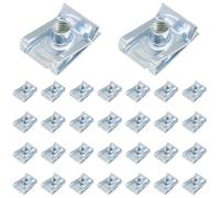 30 PCS M6 U-Type Nut Clamps - Clip-On Nuts for Automotive and Mechanical Use (White Zinc)