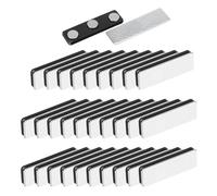 30 PCS Magnetic Name Badge Holders, 45x13mm Stainless Steel ID Tag Fasteners with 3 Strong Magnets, Self Adhesive Backing No Holes Kit for Jackets Shirts Lapels, Office School Conference