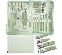 30 PCs Manicure Cutters Nail Clipper Set Household Stainless Steel Manicure Kit Nail Clippers Pedicure Nail Scissors Tool,Light Green 30 pcs