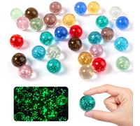 30 PCS Marbles for Kids,Glow In The Dark Glass Marbles,16mm Coloured Marble with Box,Multi-Color Dotted Marbl e for Children's Marbl e Games, DIY Projects, Home Decoration (10 Colours)