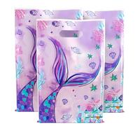 30 Pcs Mermaid Party Bags for Girls, Ocean Sweet Bags, Plastic Gift Bags for Baby Showers, Women's Birthday Decor