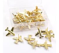 30 Pcs Metal Airplane Push Pins Decorative Thumb Tacks for Bulletin Cork Board Office School Supplies Home DIY Decoration Pushpin, Gold