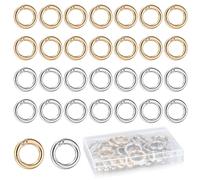 30 Pcs Metal O Rings, Round Spring Clip Clasps, Keyrings, Carabiner Snap Trigger Buckle Clips for Bag Purse Handbag Craft Making, Gold+Silver