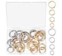 30 Pcs Metal Spring O Rings, Multi-Size Round Spring Clips, Key Rings, Round Carabiner Snap Trigger Spring Buckle Clips for Bag Purse Handbag Craft Making, Gold+Silver