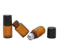 30 Pcs Mini 2ML Amber Glass Roller Bottles Refillable Aromatherapy Perfume Essential Oil Roll On Bottle Container Vials Jars Tube with Metal Ball