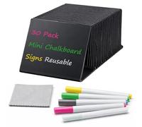 30 PCS Mini Chalkboard Signs, 10 x 7.5cm L-Shaped PVC Reserved Signs, Price Tags, Reusable Mini Chalk Boards Food Labels for Buffet Food Party Birthday Restaurant Bakery Café
