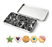30 PCS Mini Cookie Cutters Set, Stainless Steel Small Pastry Baking Mould with Box, Tiny Cookie Cutters for Baking, Pastry, Fondant, Polymer Clay and Fruit Shapes