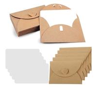 30 PCS Mini Envelopes with 30 PCS Blank Cards, Small Brown Envelopes, Vintage Mini Kraft Paper Envelopes with Heart Clasp for Invitation, Gift Cards, Thank You Card