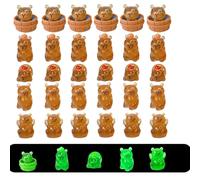 30 PCS Mini Resin Animals Mixed, Glow in the Dark Mini Resin Capybara Figurines (5 Styles), Animals for Desktop Outdoor Craft Decor, Miniature Gardens and Fun Games Gift