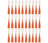 30 PCS Mini Silky Tassels for Bookmarks - Handmade Bookmark Tassels for Resin DIY Craft Supplies and Home Decor (Tangerine)