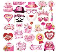 30 Pcs Mother's Day Photo Booth Props Mother's Day Party Supplies Best Mom Ever Thank You Mum Centerpiece,Mom Gift from Daughter Son