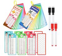 30 Pcs Multiplication and Division Flash Cards with 4 Dry Erase Pens 2 Rings Reusable Educational Time Table Flash Cards Set Math Chart Games for 1st to 3rd Grades