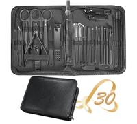 30 pcs Nail Clippers Manicure Tool Set, with Portable Travel Case, Cuticle Nippers and Cutter Kit, Professional Nail Clippers,All Black 30 pcs