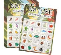 30 Pcs Nature Scavenger Hunt Cards 5 x 7 inch Road Car Travel Activities Camping Outdoor Indoor Seek and Find Nature Theme Scavenger Hunt Card of Family Educational Exploration Kit