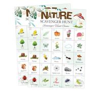 30 Pcs Nature Scavenger Hunt Cards 5x7 Inch-Activity Card Set for Car Trips, Camping & Outdoor Adventures - Educational Team Games for Family Travel & School Field Trips