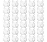 30 PCS New Therian Mask Cat Mask Base with White Paper Therian Cat Masks Base with Halloween Cats Masks for Crafts DIY Hand Painted Adults Family Animal Half for DIY Masquerade Cosplay Decoration